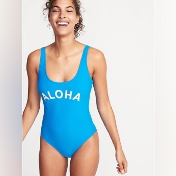 Old Navy Aloha Blue One-Piece Swimsuit - Picture 1 of 6